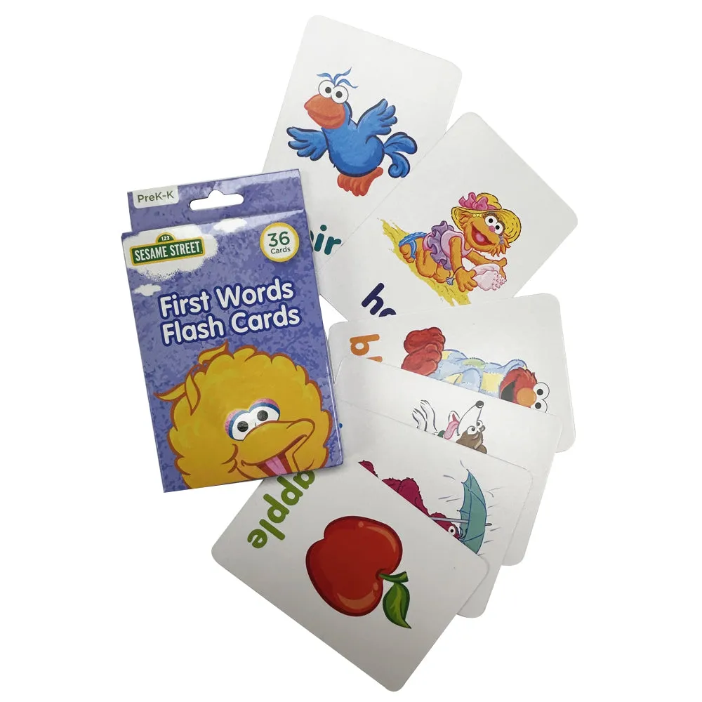 4 Sesame Street Flash Cards Beginning Words Numbers Colors Shapes Alphabet ABC !