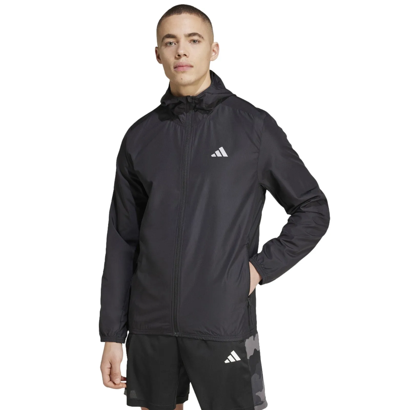 adidas Gym 3-Stripes Full Zip Mens Windbreaker