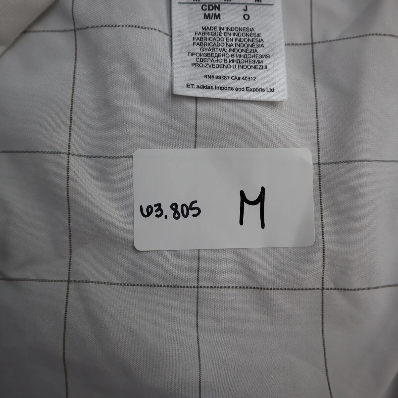Adidas Running Mens Check Activewear Top Full Zip Up Logo White Size Medium
