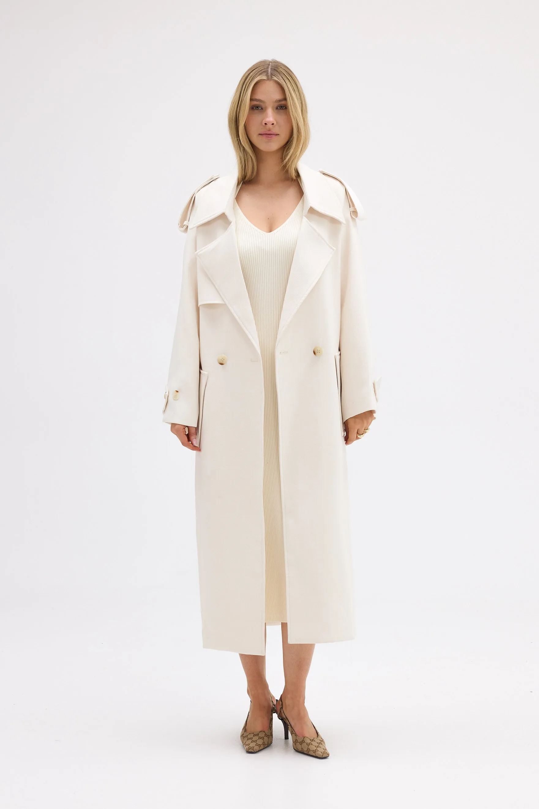 Dillon Trench Coat - Ivory