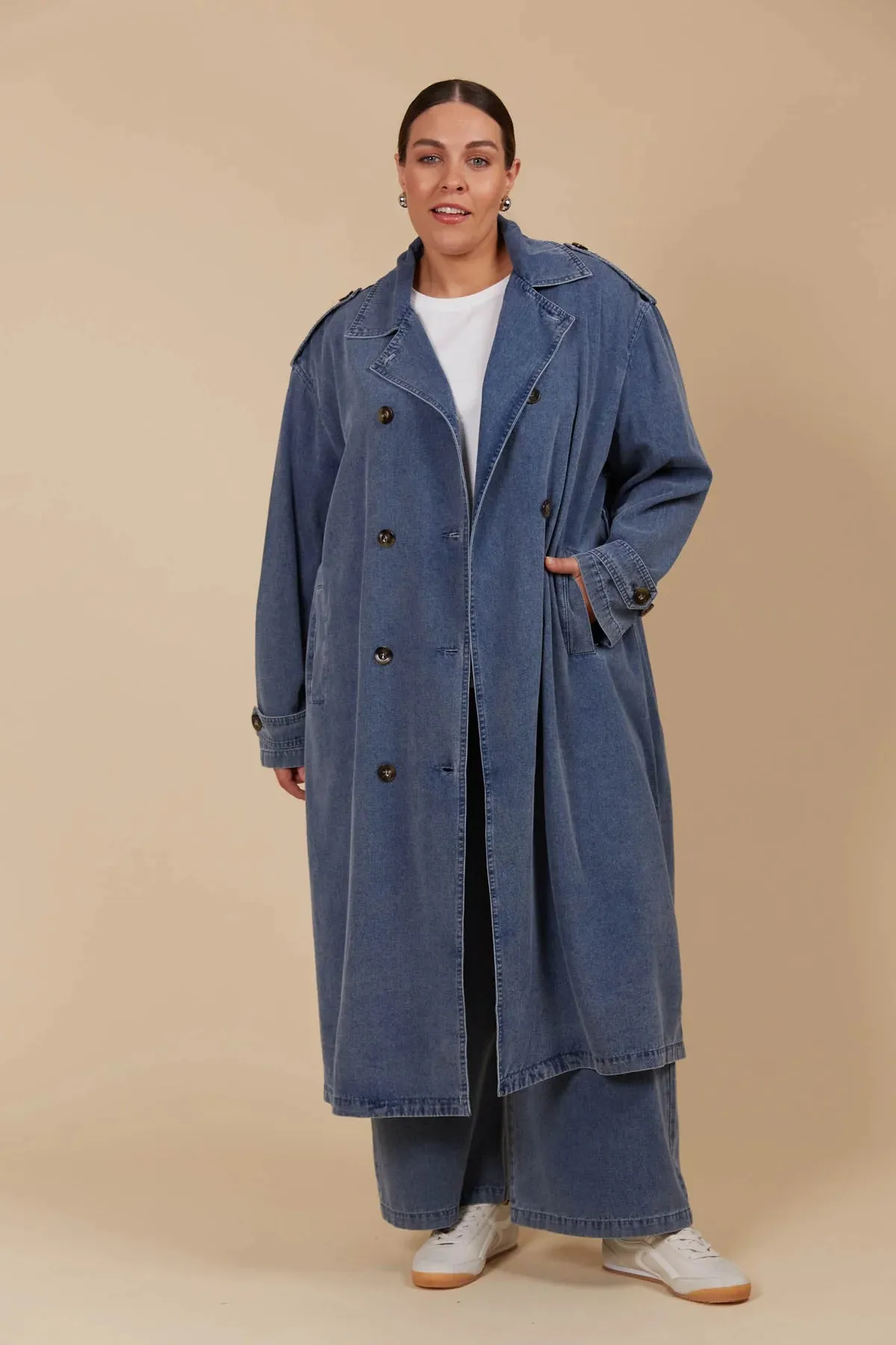 FREYA TRENCH COAT- DENIM