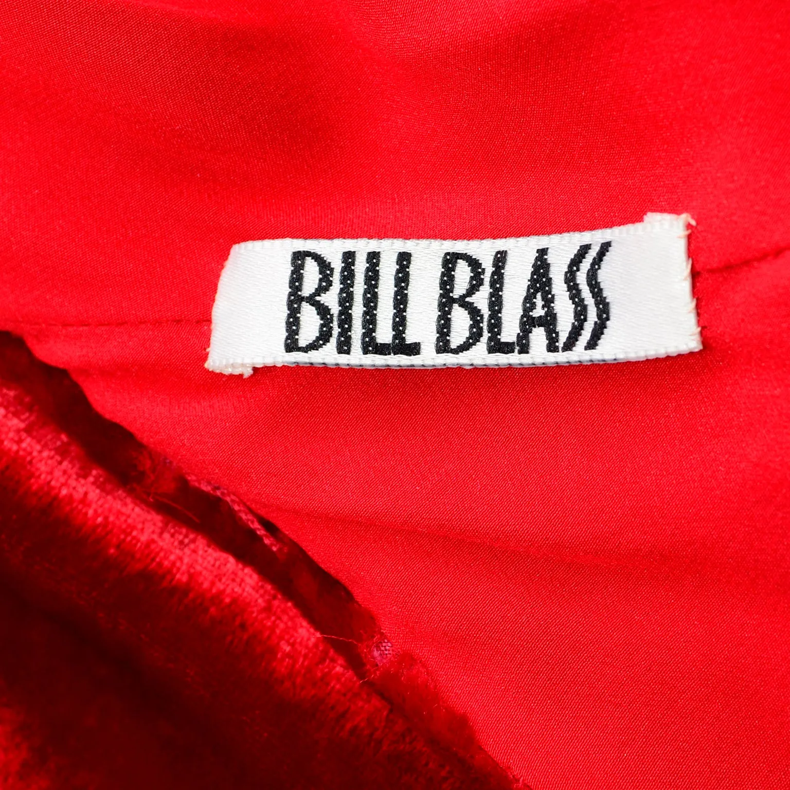 F/W 1985 Bill Blass Vintage Red Dress in Bias Cut Velvet Evening Gown