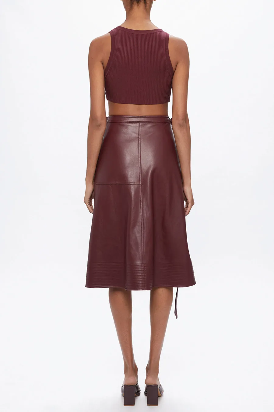 Jonathan Simkhai Sashi Pleated Rib Knit Crop Tank - Merlot