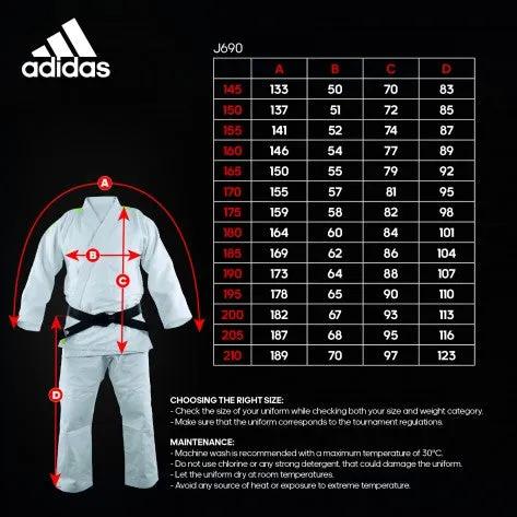 Judogi - Adidas - Quest J690 - Sininen/Keltainen