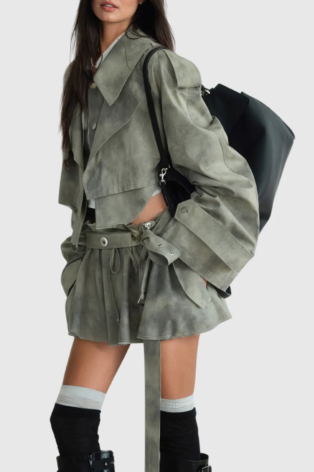 Kaitlyn Print Deconstruct Trench Two Piece Set