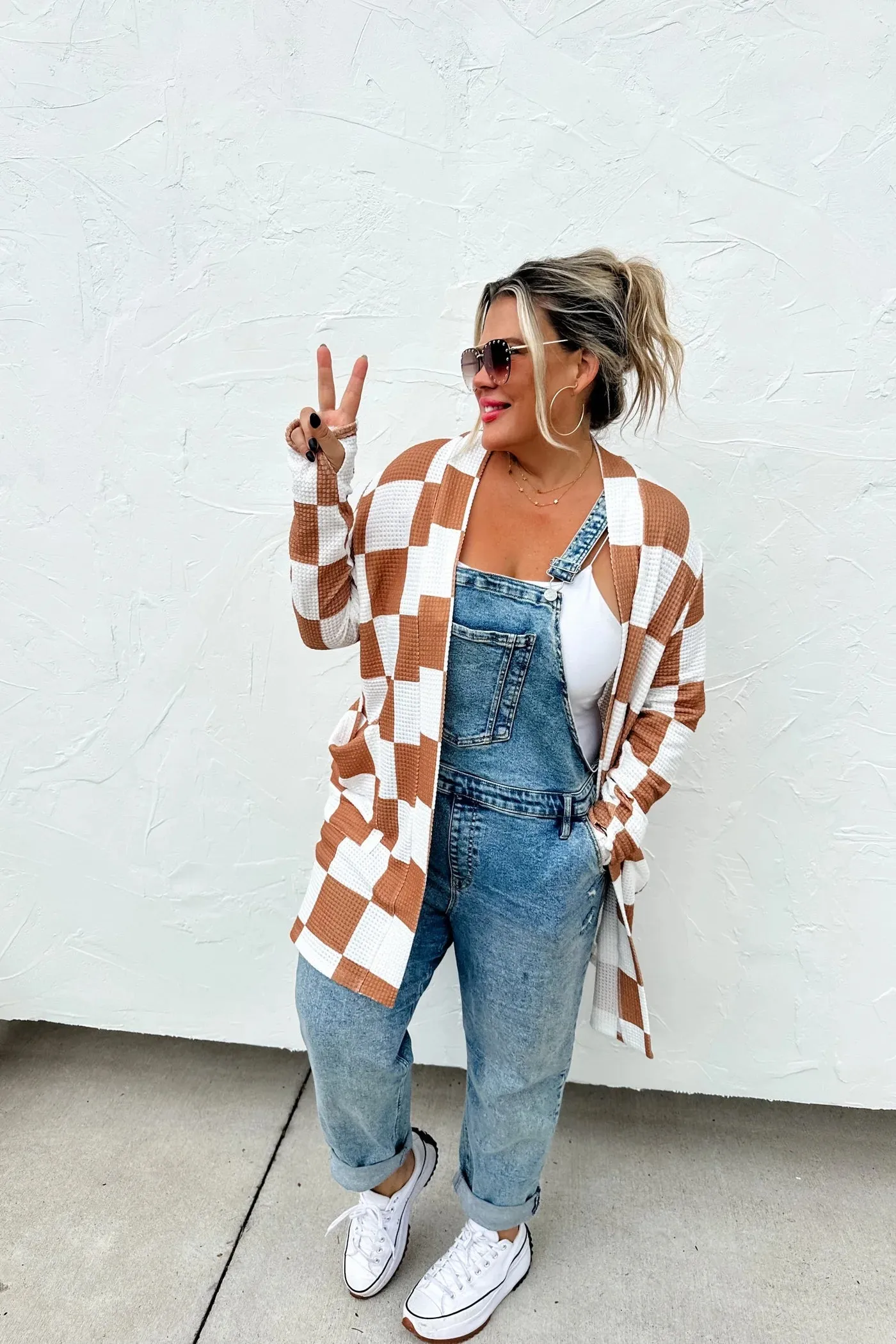 Lola Cardigan in Brown Checkered