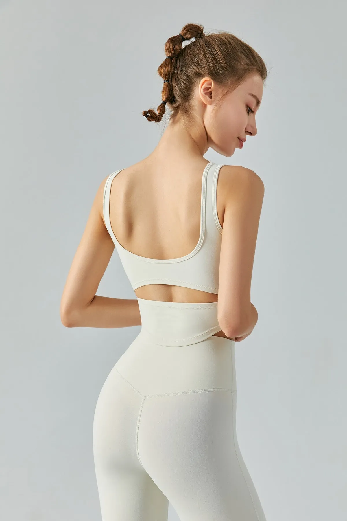 Open Back Bustier Crop Top & Leggings Activewear Set
