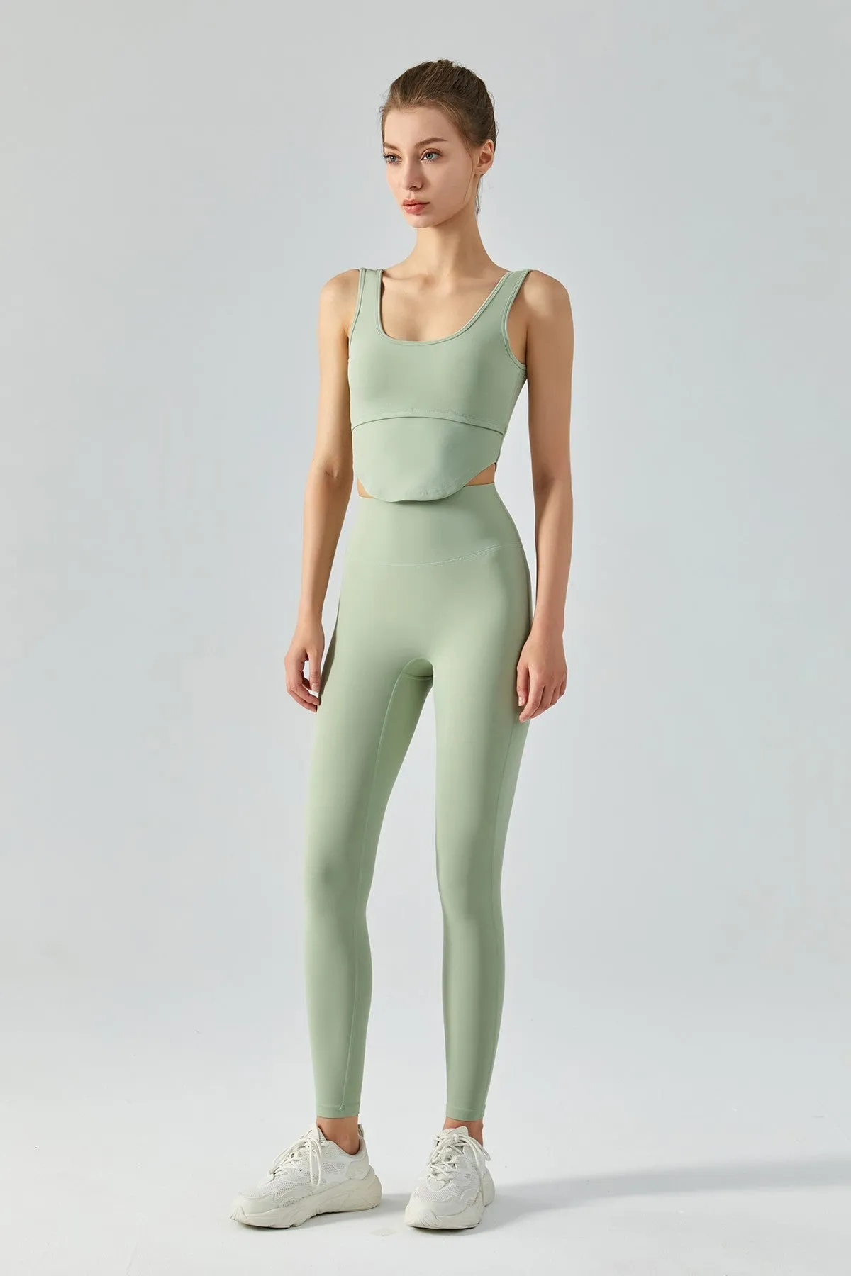 Open Back Bustier Crop Top & Leggings Activewear Set