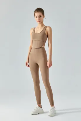 Open Back Bustier Crop Top & Leggings Activewear Set