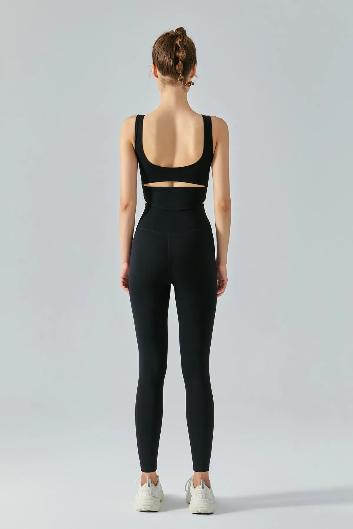 Open Back Bustier Crop Top & Leggings Activewear Set