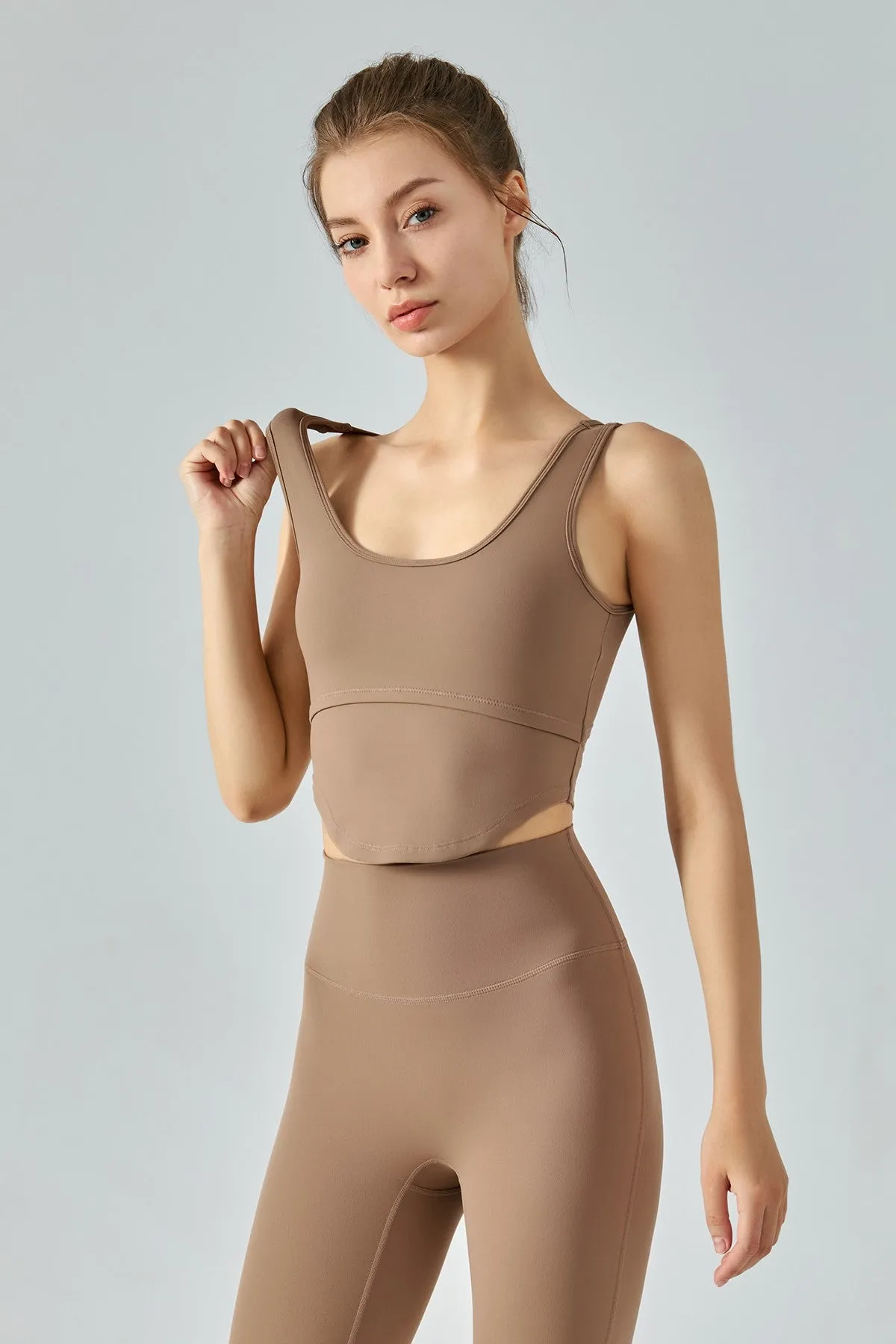 Open Back Bustier Crop Top & Leggings Activewear Set
