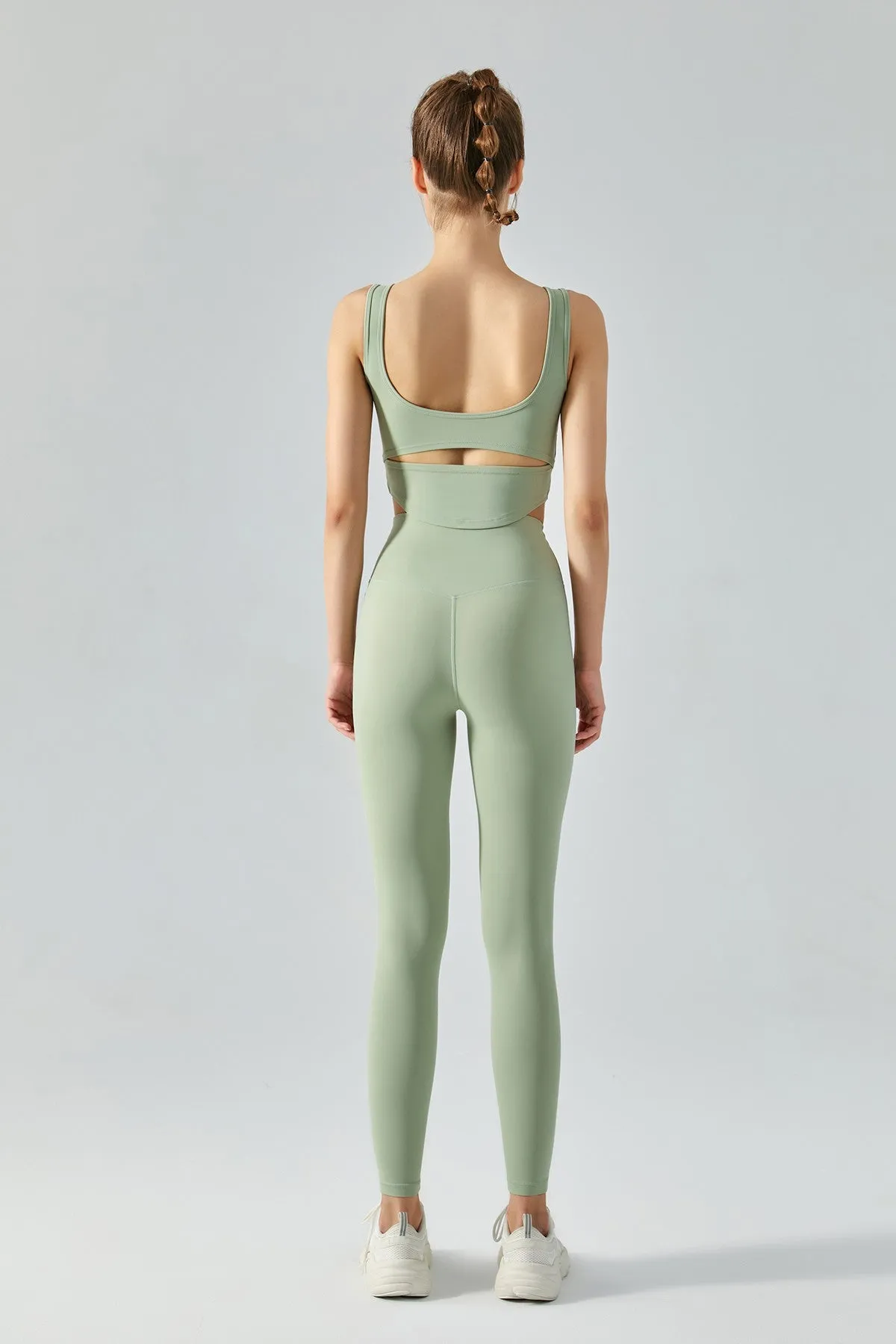 Open Back Bustier Crop Top & Leggings Activewear Set