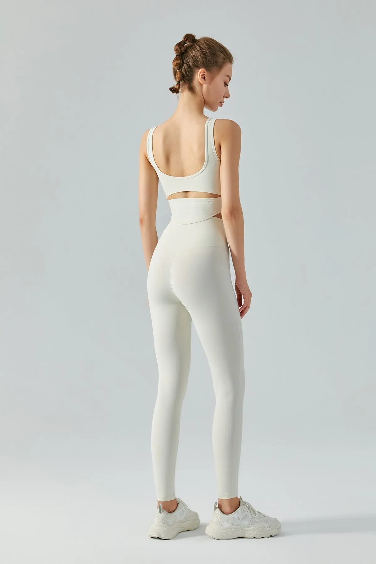 Open Back Bustier Crop Top & Leggings Activewear Set