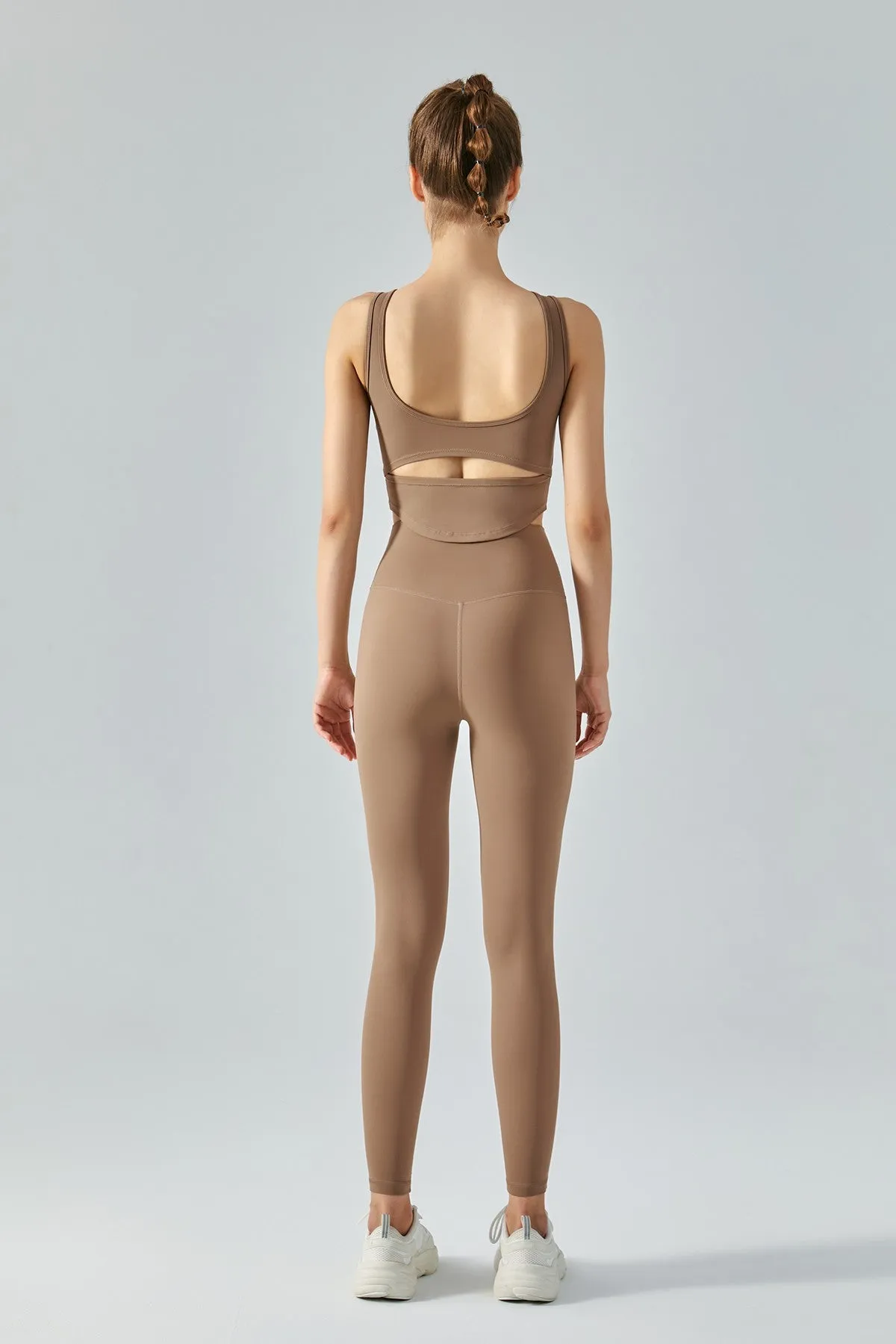 Open Back Bustier Crop Top & Leggings Activewear Set