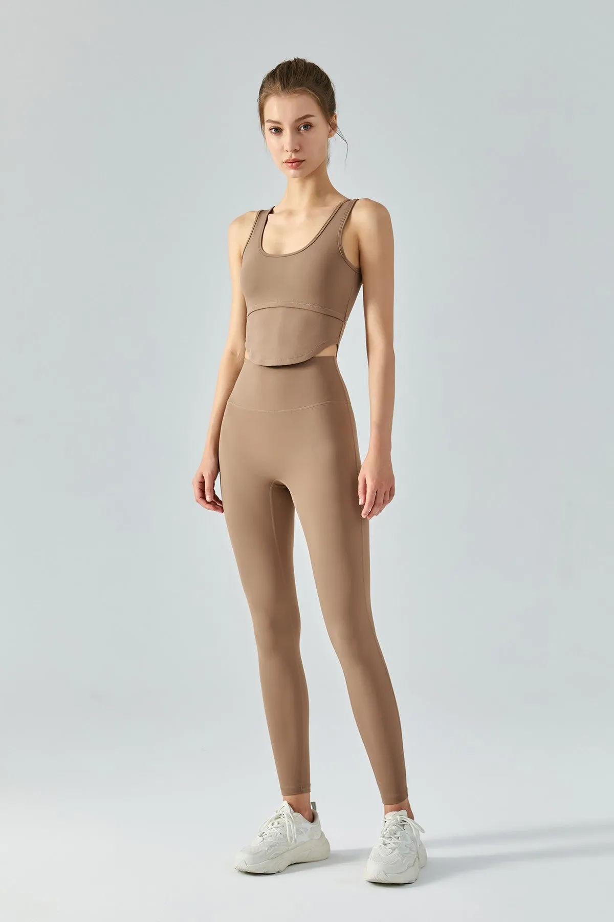 Open Back Bustier Crop Top & Leggings Activewear Set