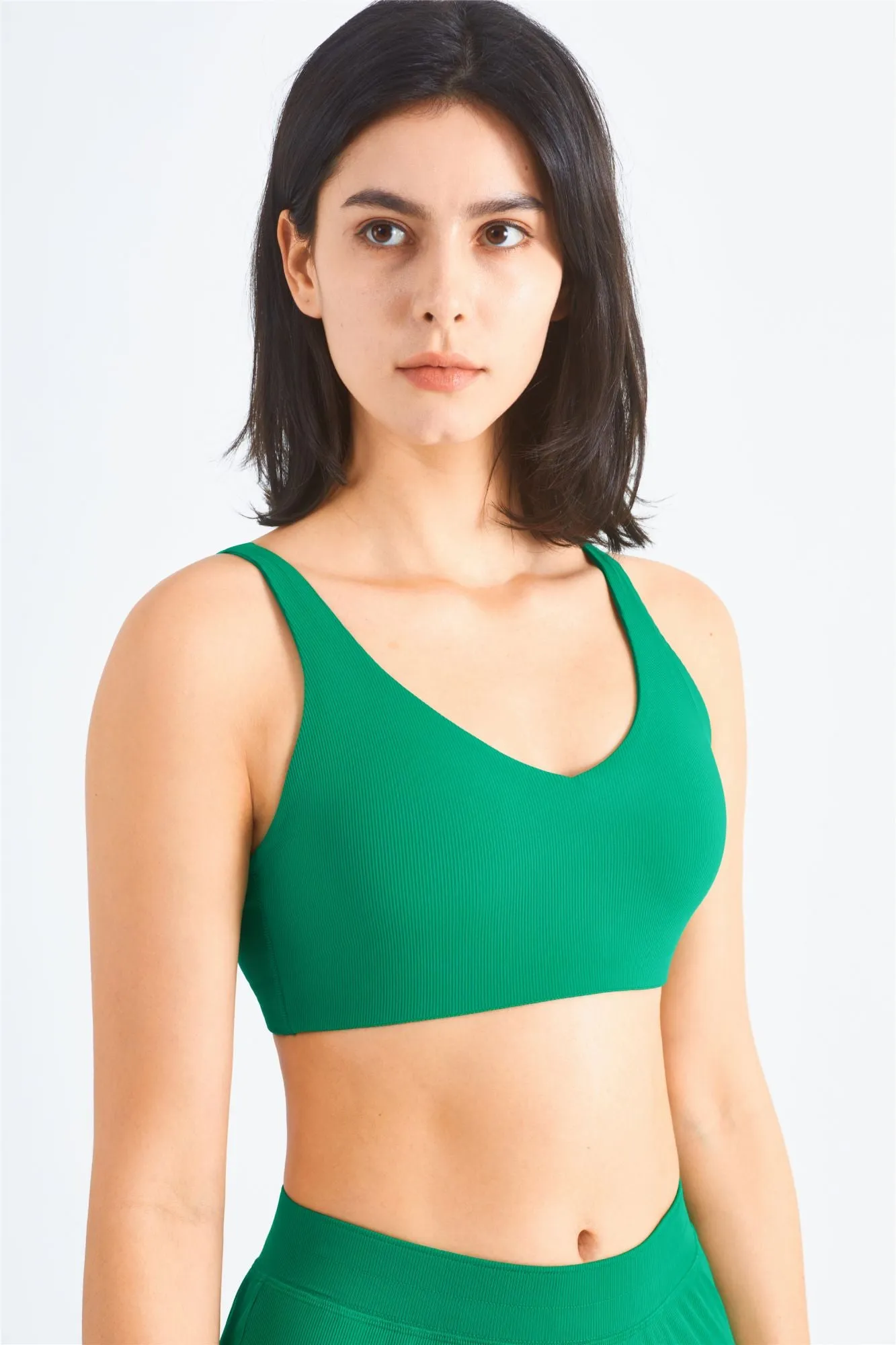 Ribbed Y-Back Sports Bra & Wide-Leg Yoga Pants Set