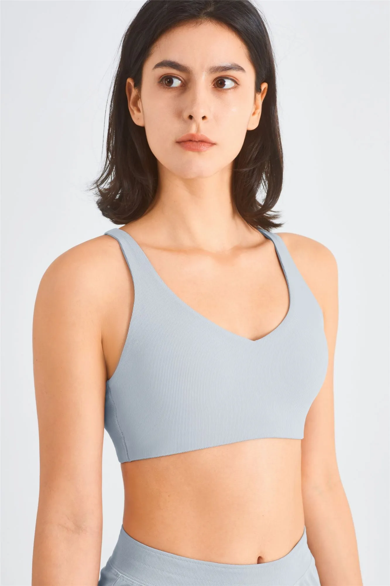 Ribbed Y-Back Sports Bra & Wide-Leg Yoga Pants Set