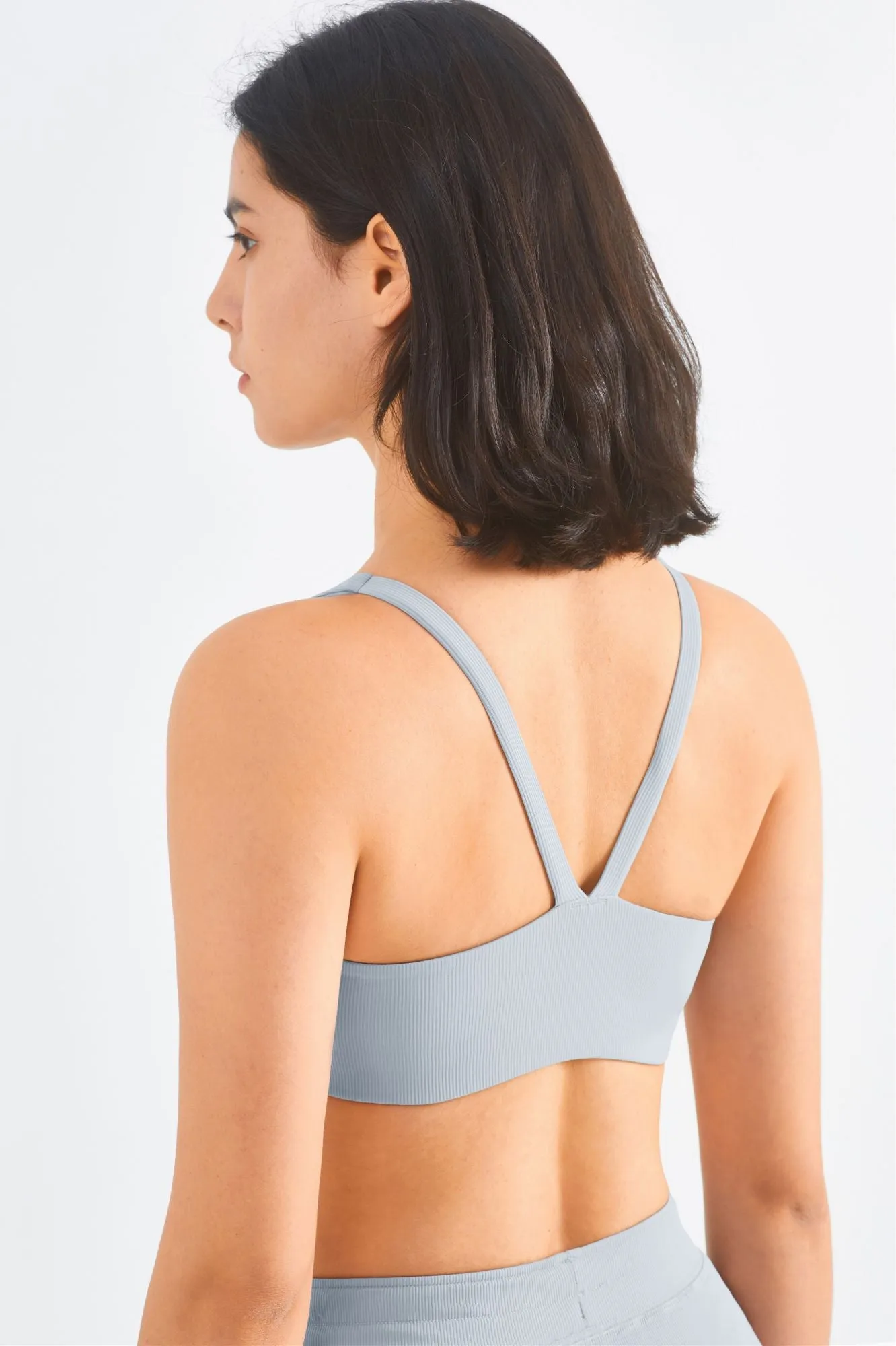 Ribbed Y-Back Sports Bra & Wide-Leg Yoga Pants Set