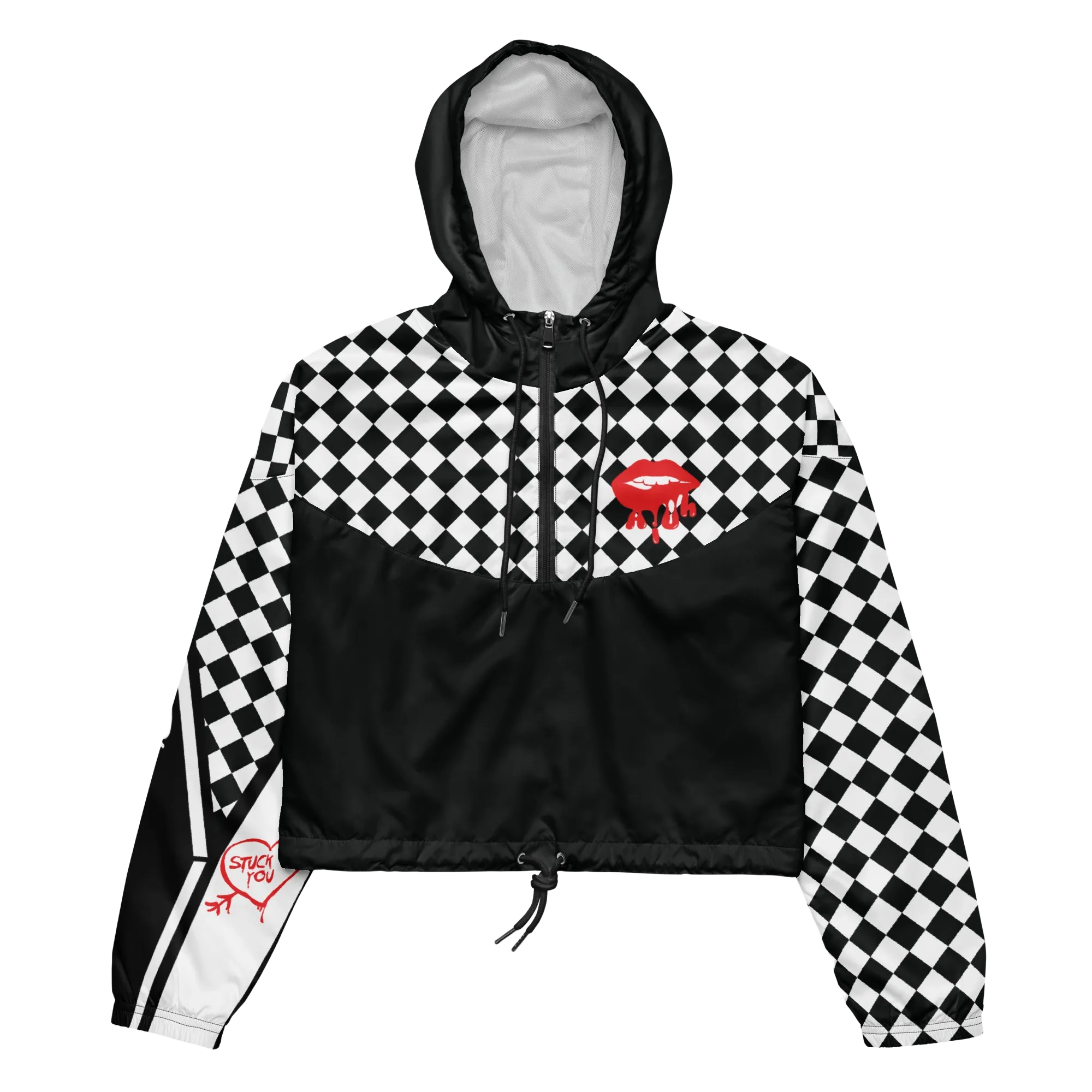 the 'breakin necks & cash in checks' windbreaker -  checkered stuck on you
