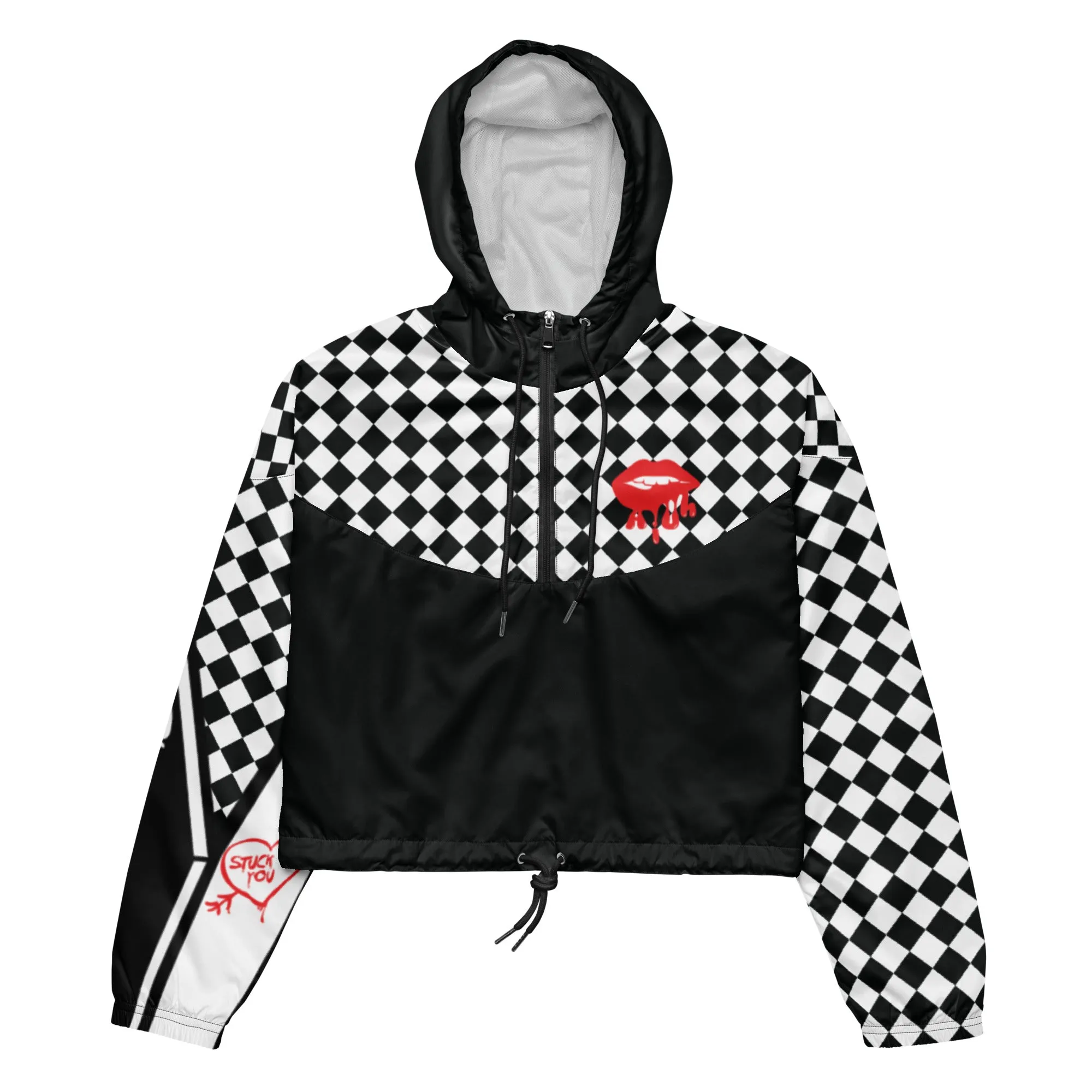 the 'breakin necks & cash in checks' windbreaker -  checkered stuck on you