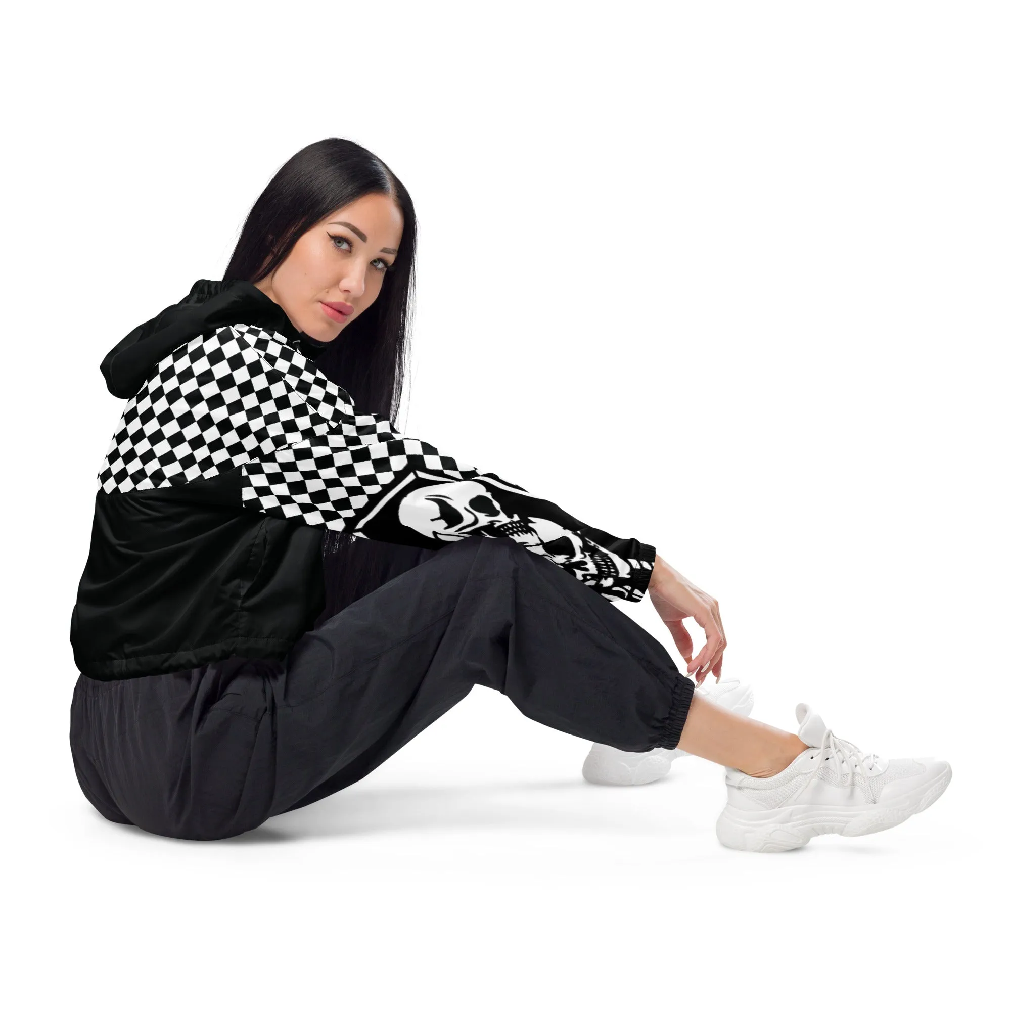 the 'breakin necks & cash in checks' windbreaker -  checkered stuck on you