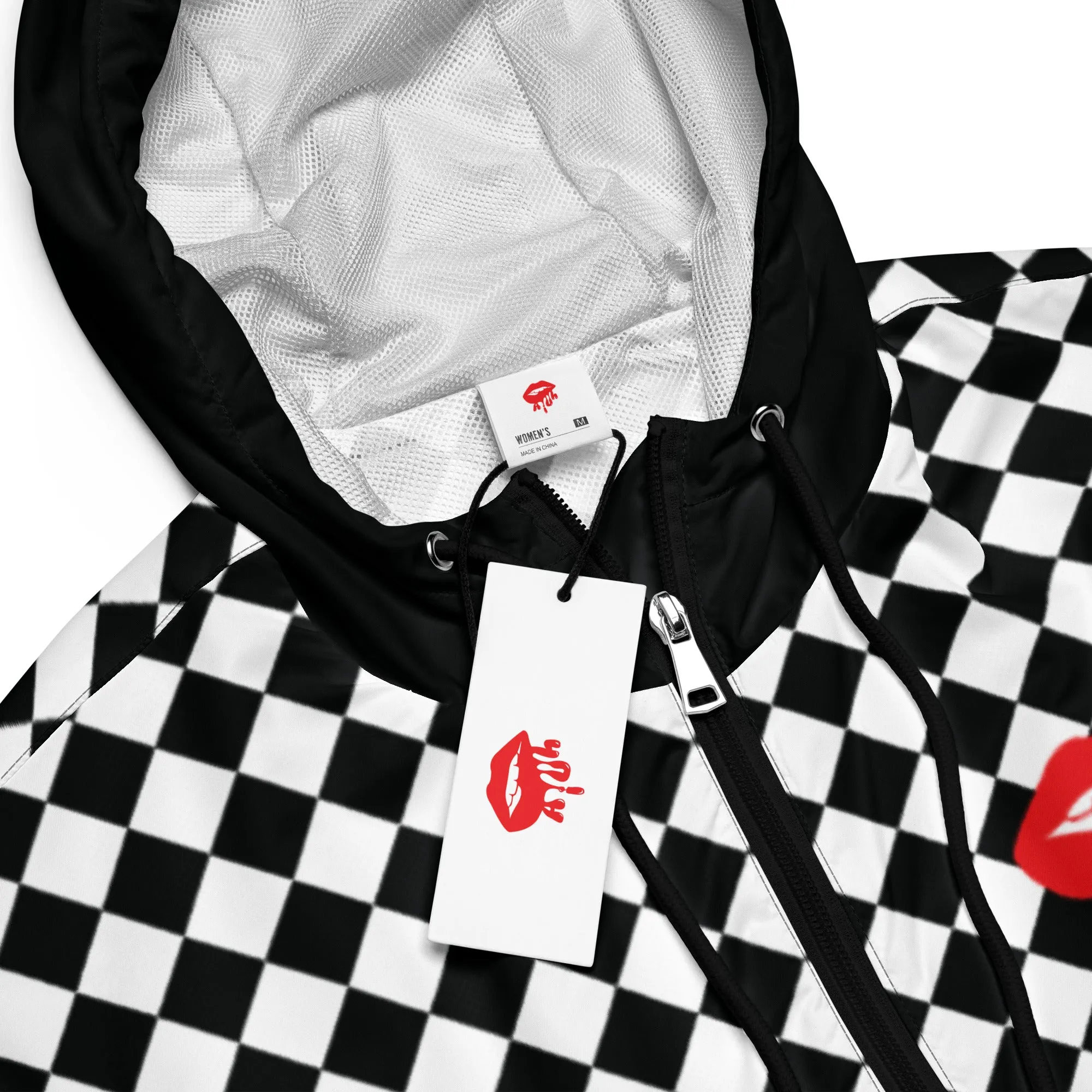 the 'breakin necks & cash in checks' windbreaker -  checkered stuck on you