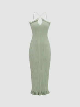 V-Neck Halter Tie Bodycon Knitted Dress