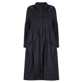 Windbreaker Pleated Coat - Navy